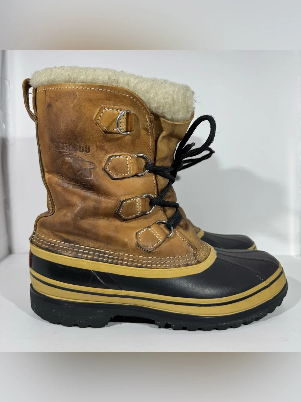 Vintage Sorel Kaufman Caribou Men's 8 Winter Boots Wool Lined Made in Canada